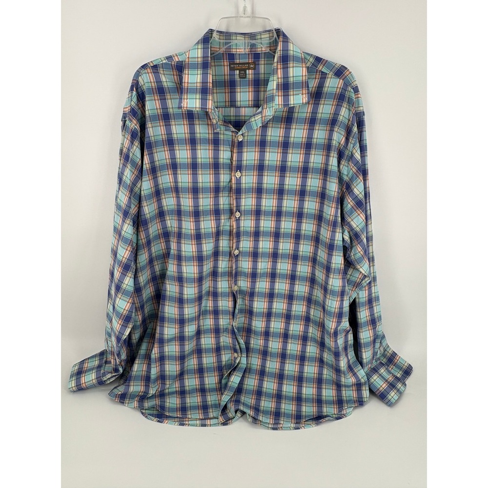 Peter Millar Summer Comfort XXL Plaid Button Down Long Sleeve Shirt